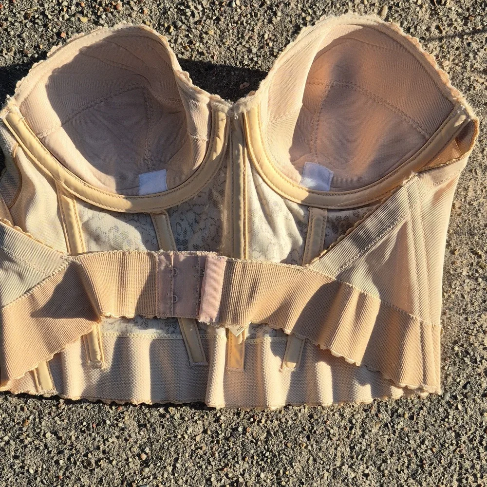 Vintage Beige/Tan Plastic Boned Corset Bustier 34B- Jezebel Renee of‎ Hollywood - Picture 3 of 9